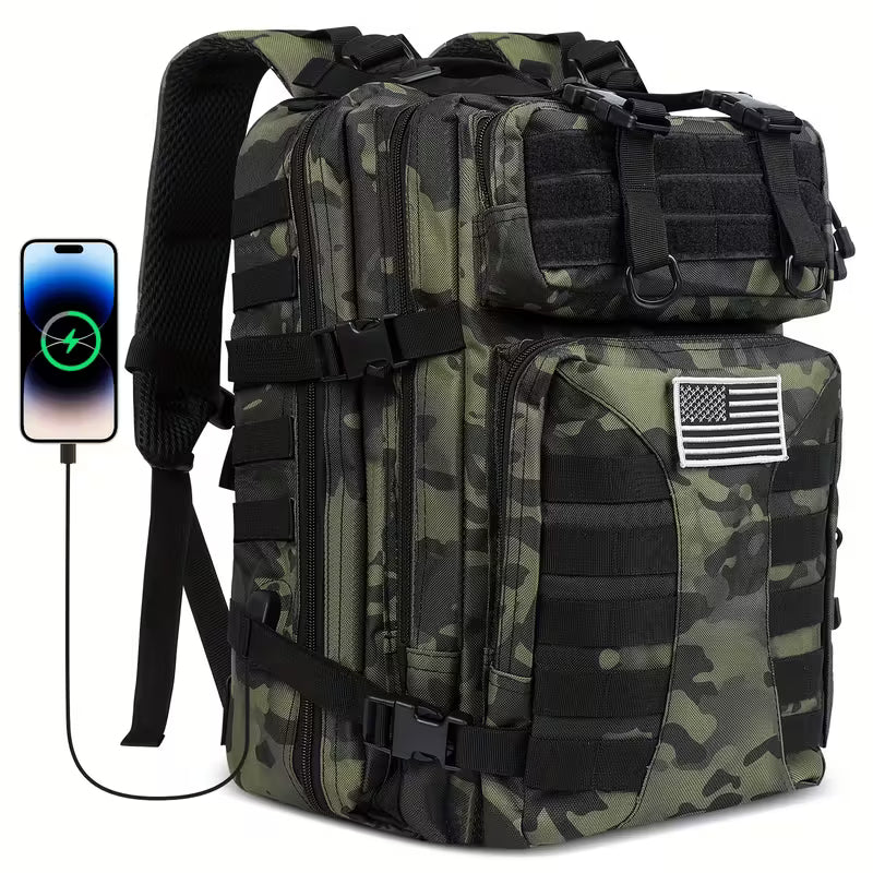 Tactical Backpack - 40L Military MOLLE Assault Pack with Hydration Bladder