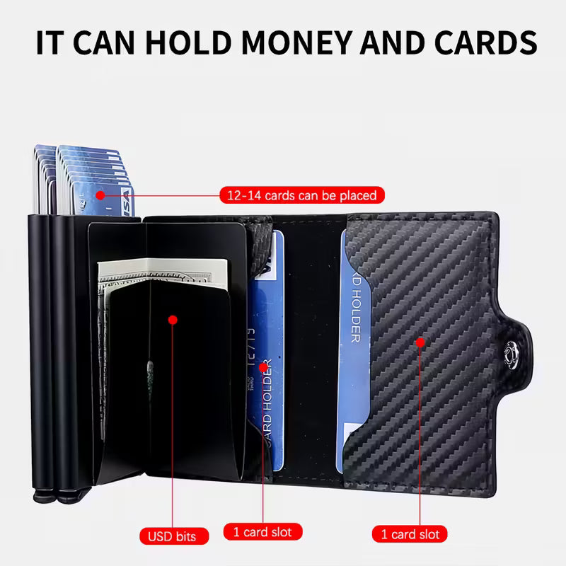 Apex Iron RFID Wallet - Carbon Fiber Pop-Up Card Holder
