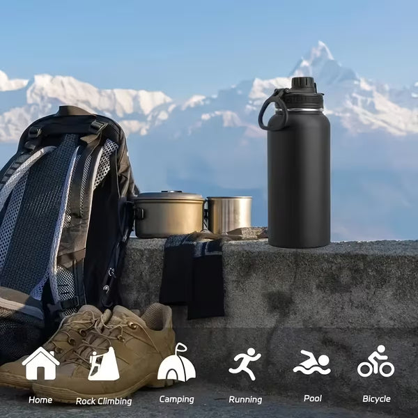 Water Bottle - 32oz Insulated Stainless Steel Water Bottle with Straw Lid