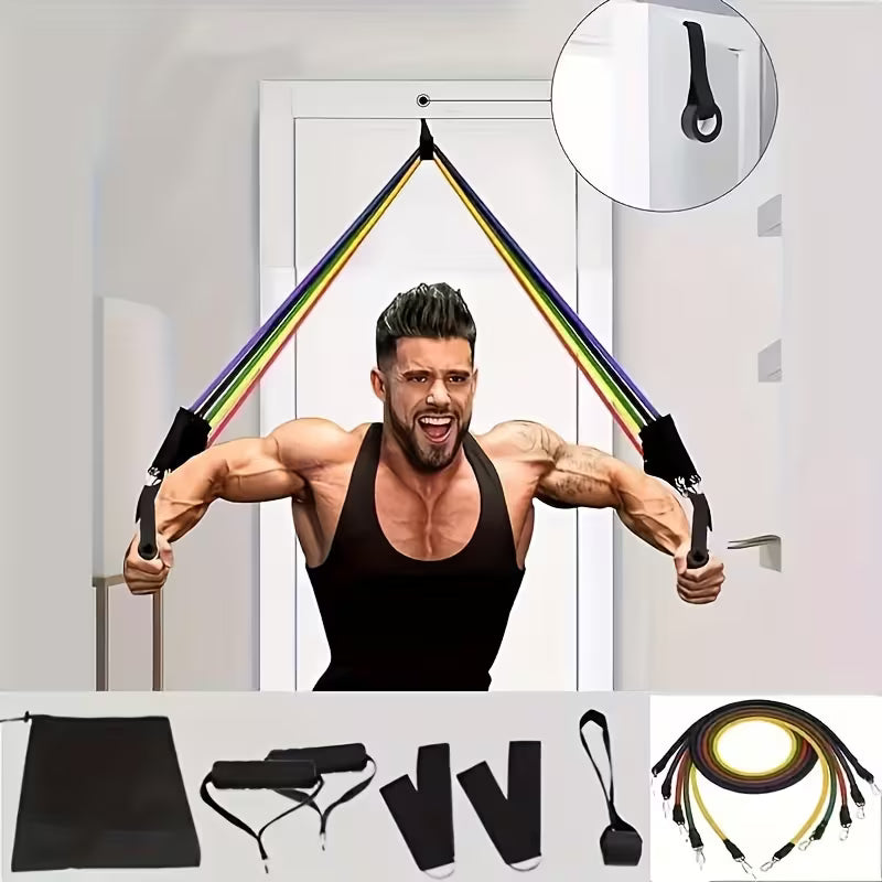 Resistance Bands Set - 5 Level Exercise Bands with Handles and Door Anchor
