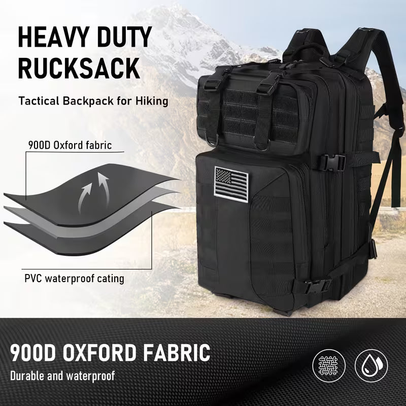 Tactical Backpack - 40L Military MOLLE Assault Pack with Hydration Bladder