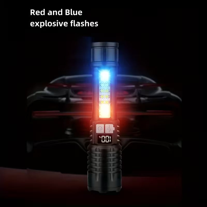 Apex Iron Tactical Flashlight - 90000 Lumens Rechargeable LED with LCD Display