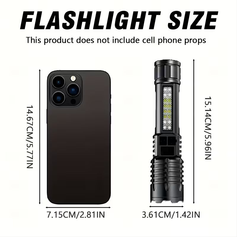 Apex Iron Tactical Flashlight - 90000 Lumens Rechargeable LED with LCD Display