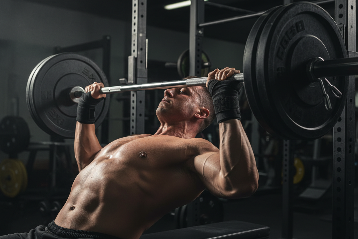 Wrist Wraps Action - Bench Press